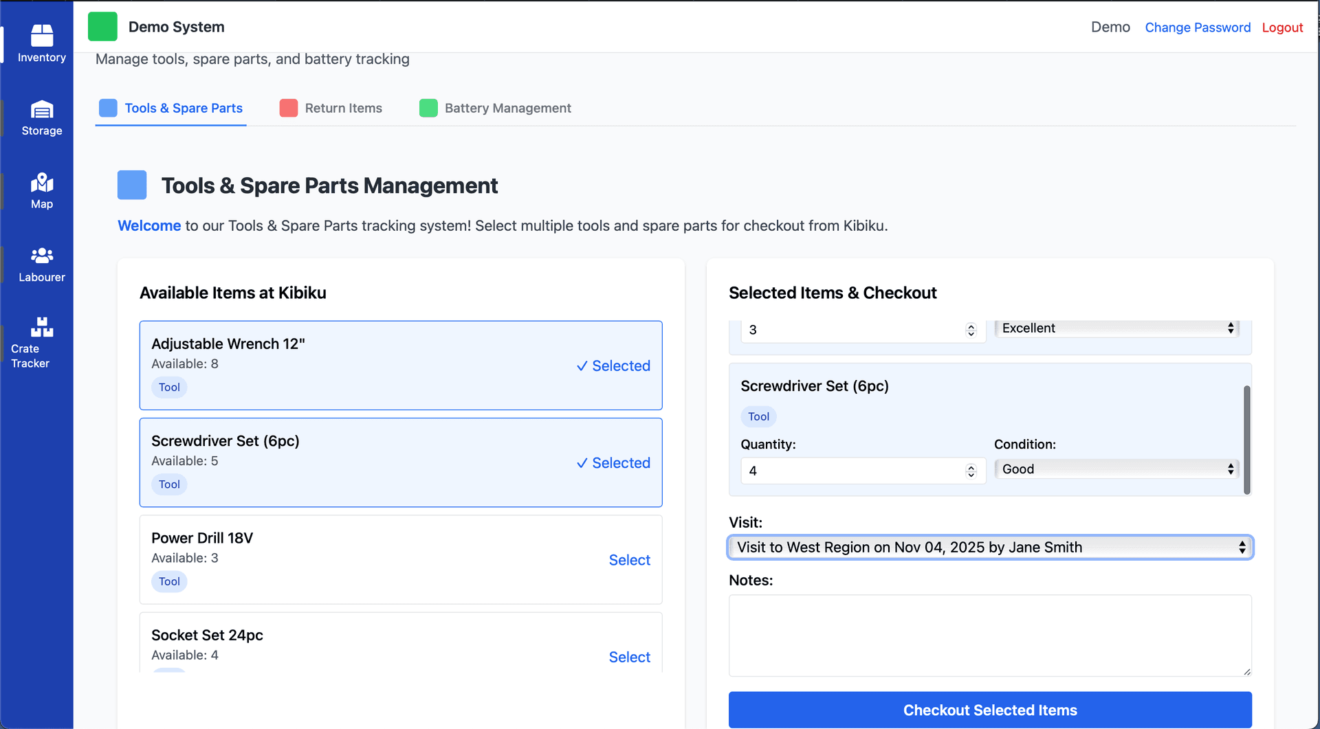 User Interface - Inventory Management